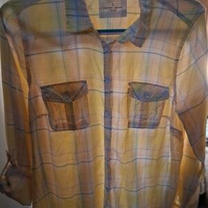 Sonoma Yellow Plaid Button-Up Shirt